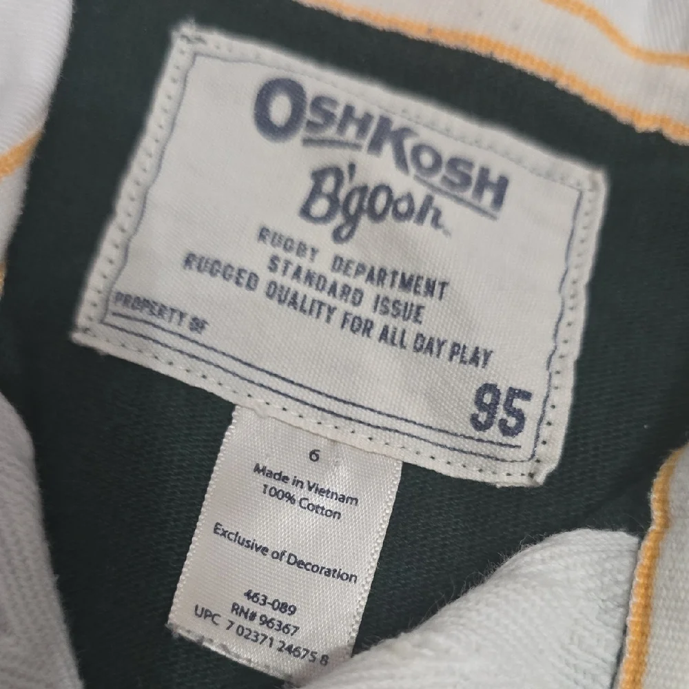 OshKosh‎ B'gosh Varsity Rugby Shirt - Green, White, Yellow